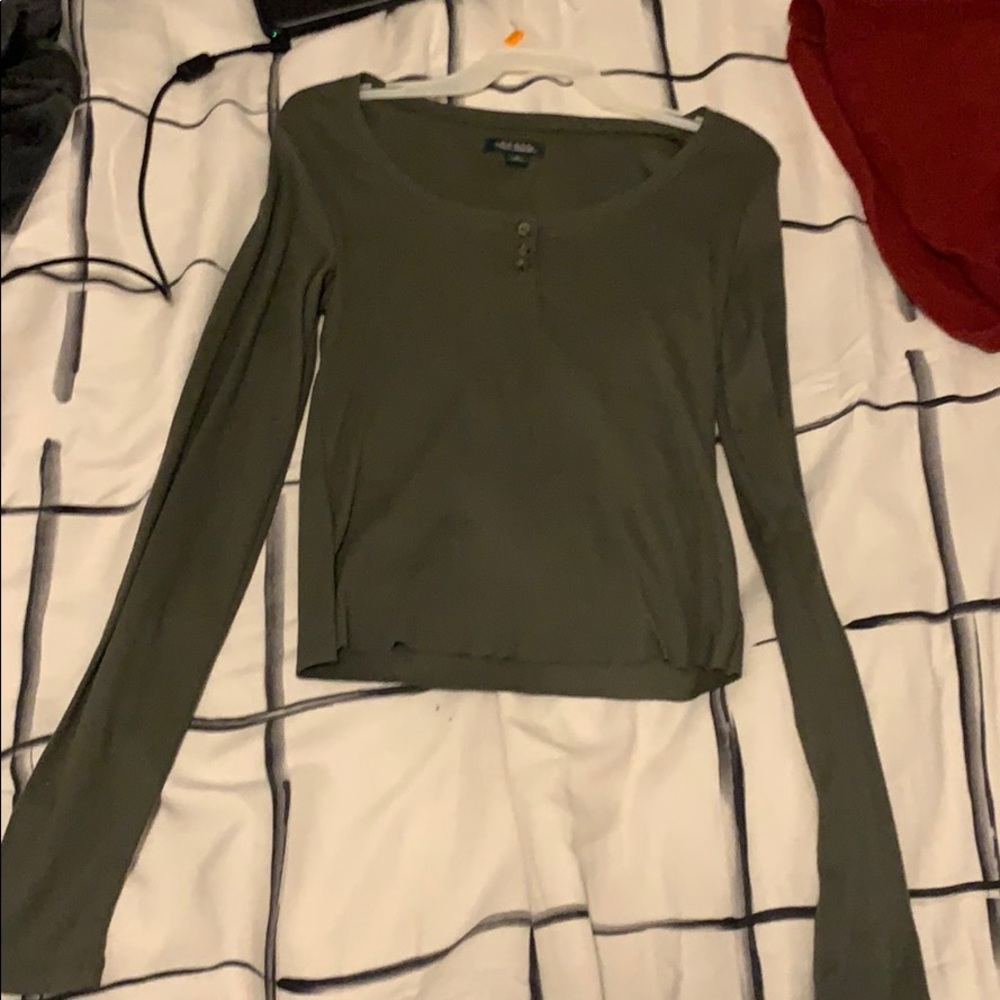 Olive green long sleeve shirt with buttons
